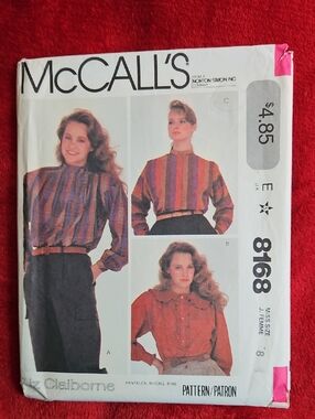 Women’s McCall's Uncut Long Sleeve Blouse Sewing Pattern 3 Styles